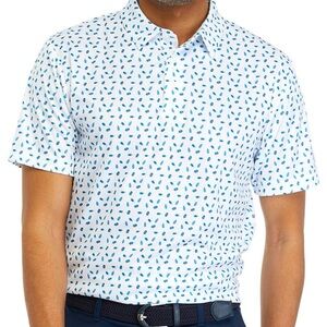 Men's Pro Tour White and Blue Popsicles Patterned Polo Shirt XL New With Tags.